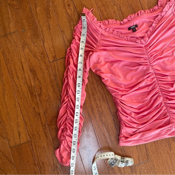 Express Body Contour Compression ruched off-the-shoulder top size medium pink - Picture 6 of 8